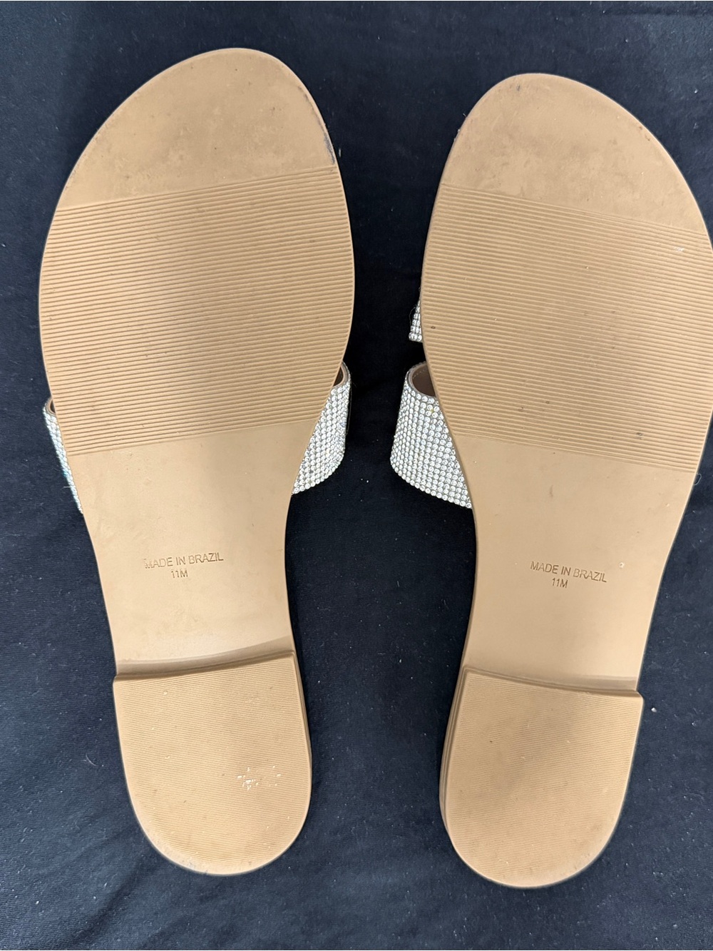 Steve Madden Tan Slides with Sparkling Silver Straps - Picture 6 of 7